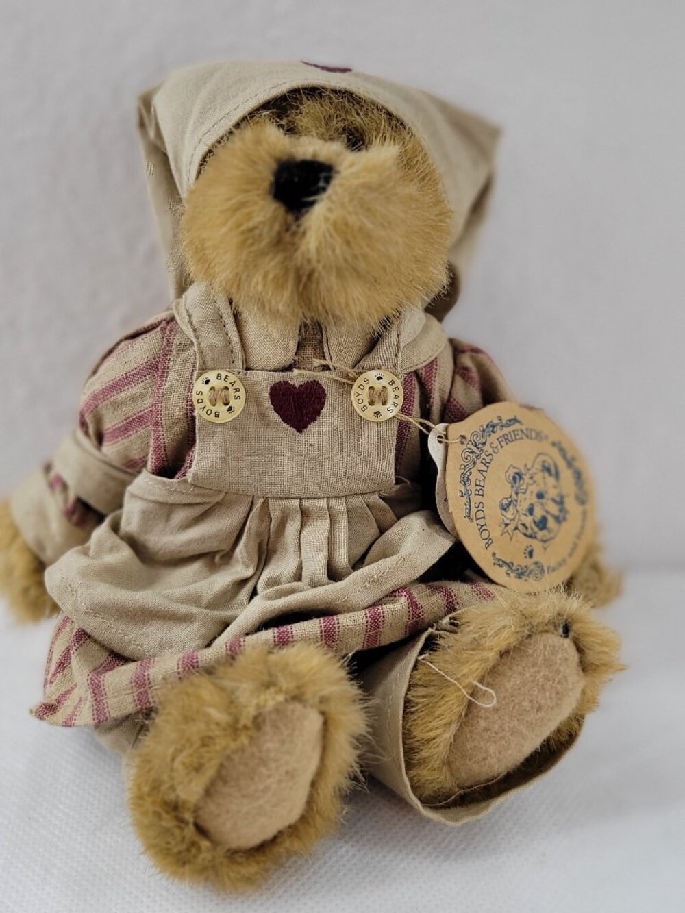 Vintage 90s Plush Boyds Bears Bailey Bear Nurse Caretaker Hearts Bearwear 9199